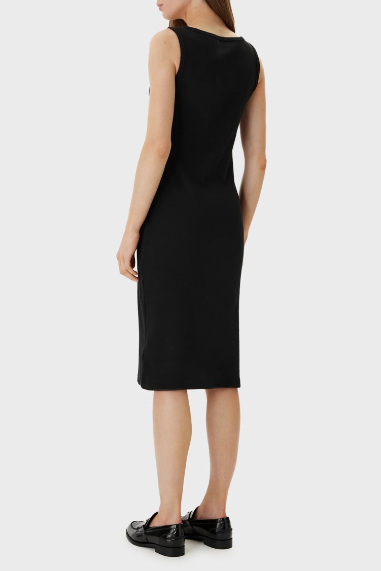 Calvin Klein Pamuklu Slim Fit Logolu Yuvarlak Yaka Midi LV047F257GUB1 Bayan Elbise LV047F257G UB1 SİYAH - Calvin Klein (1)