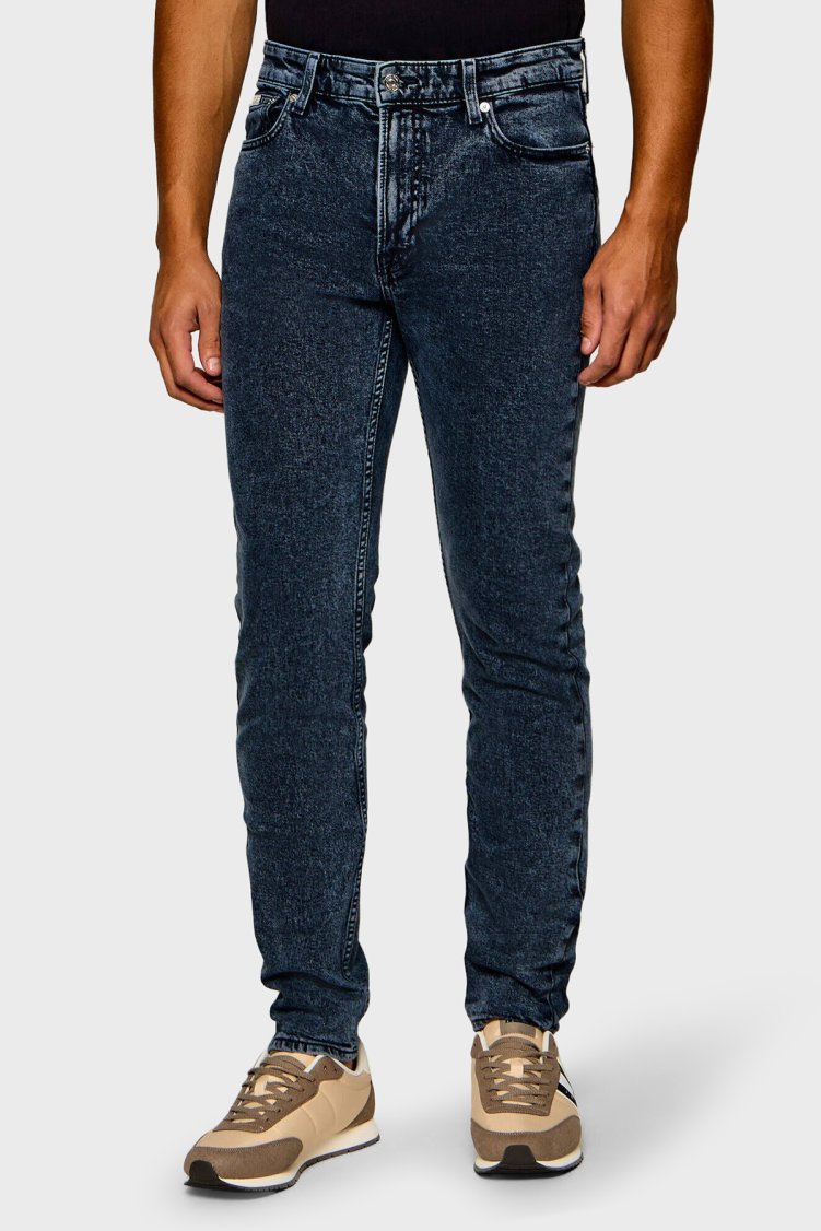 Calvin Klein Pamuklu Slim Fit Normal Bel Dar Paça Jeans Erkek Kot Pantolon LV04RH730G 8BO Lacivert - Calvin Klein