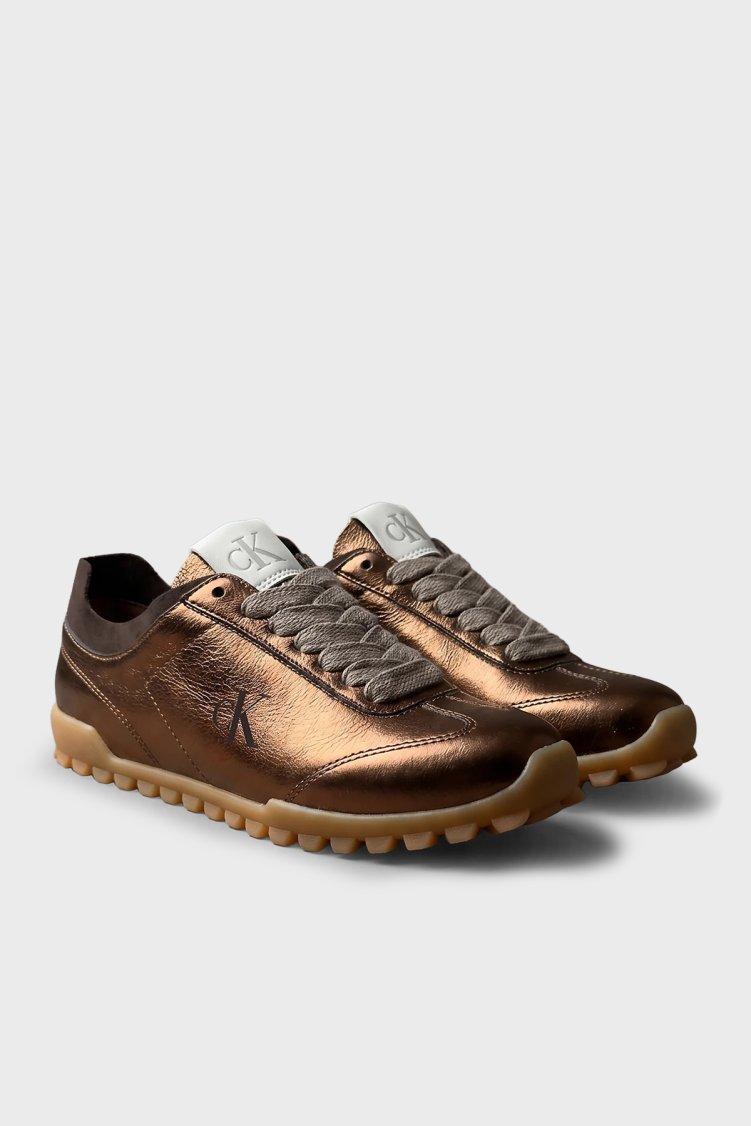 Calvin Klein Parlak Deri Sneaker HW0HW0330502N Kadın Ayakkabı HW0HW03305 02N Bronz - Calvin Klein (1)