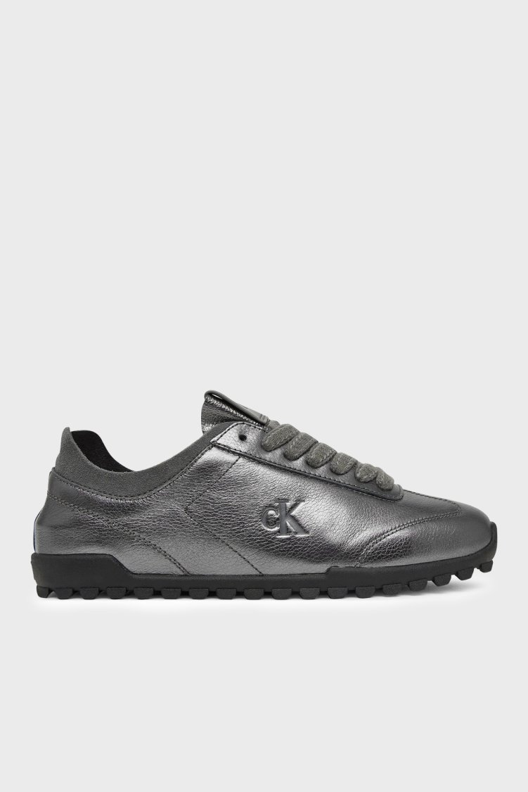 Calvin Klein Parlak Deri Sneaker HW0HW033050IQ Kadın Ayakkabı HW0HW03305 0IQ Gri - Calvin Klein