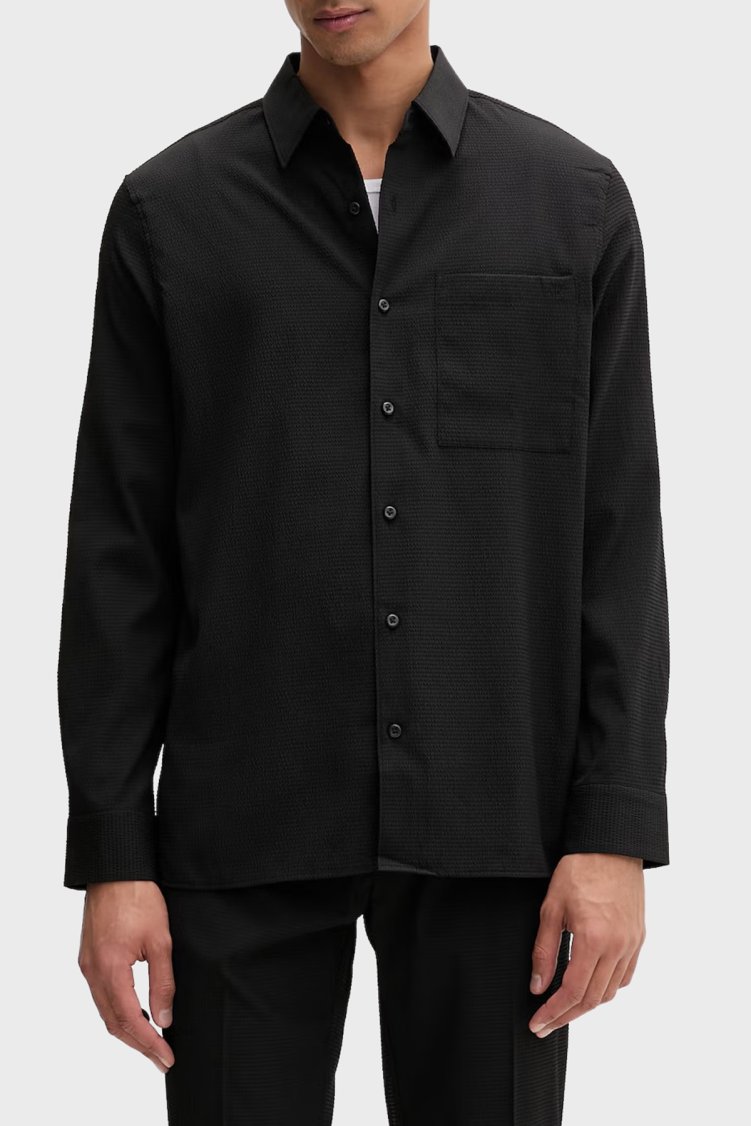 Calvin Klein Regular Fit Göğüs Cepli LV04LF108GUB1 Erkek Gömlek LV04LF108G UB1 SİYAH - Calvin Klein