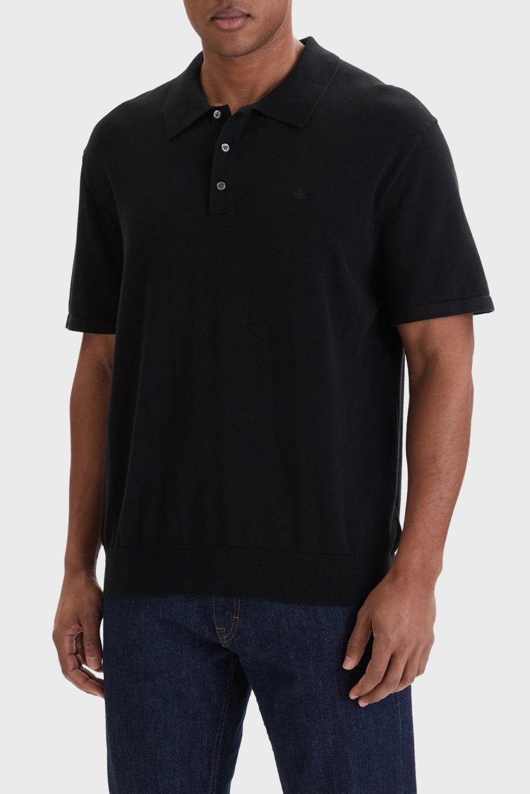 Calvin Klein Regular Fit Pamuklu Düğmeli Örme LV04LC326G Erkek Polo LV04LC326G UB1 SİYAH - Calvin Klein
