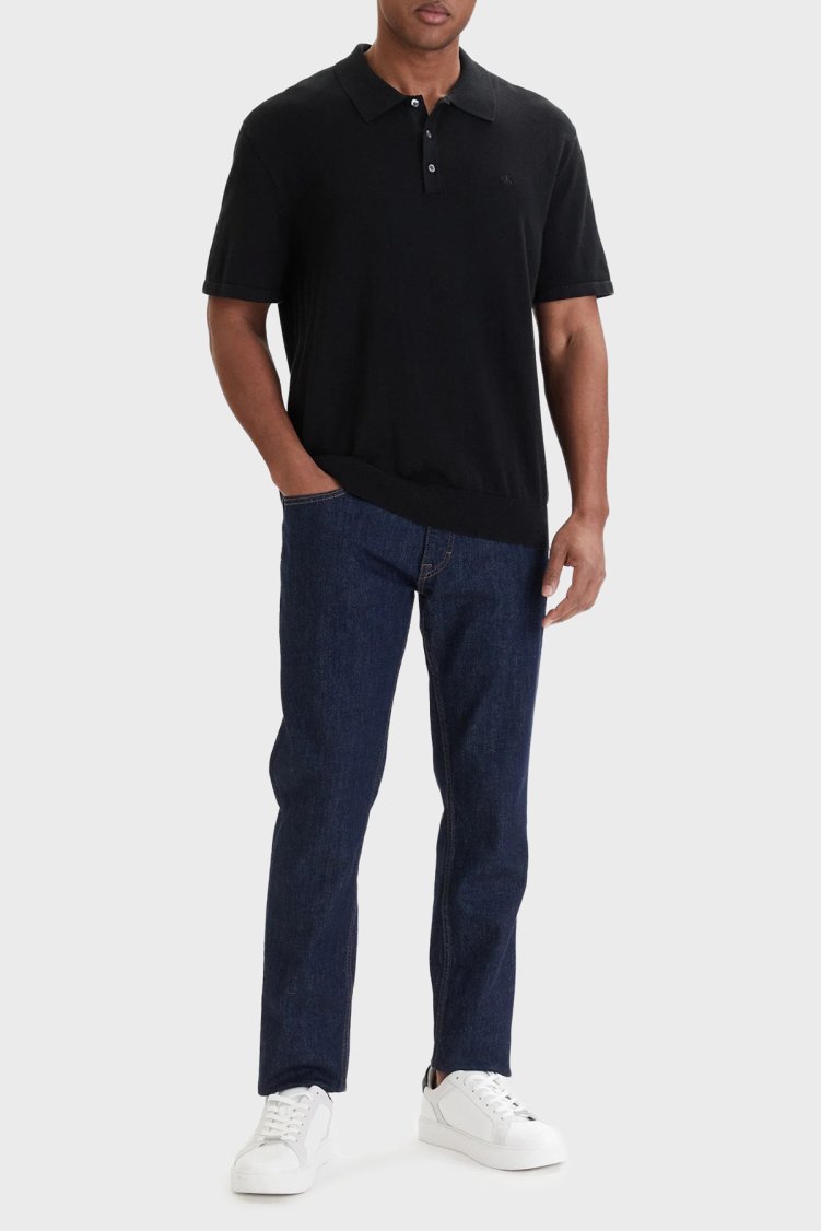 Calvin Klein Regular Fit Pamuklu Düğmeli Örme LV04LC326G Erkek Polo LV04LC326G UB1 SİYAH - Calvin Klein (1)