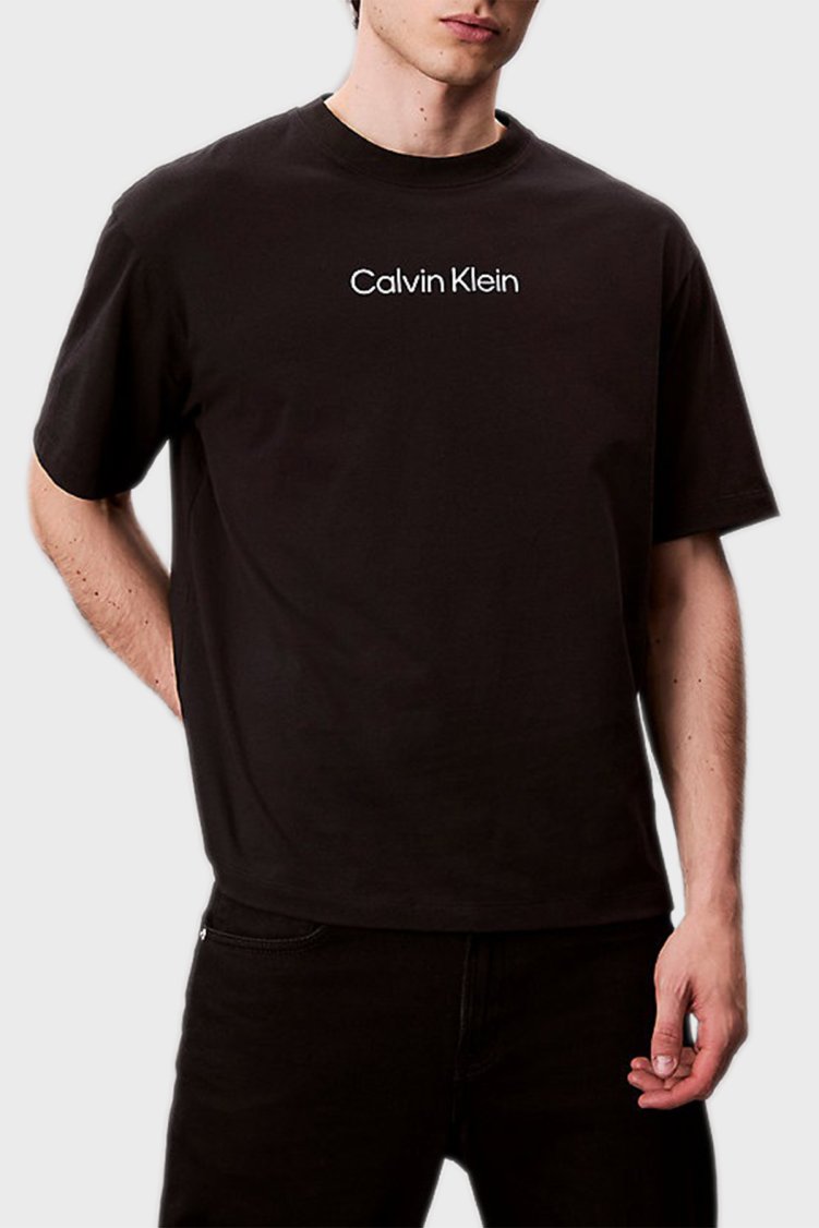 Calvin Klein Regular Fit Pamuklu Logo Baskılı LV04LD230GUB1 Erkek T Shirt LV04LD230G UB1 Siyah - Calvin Klein