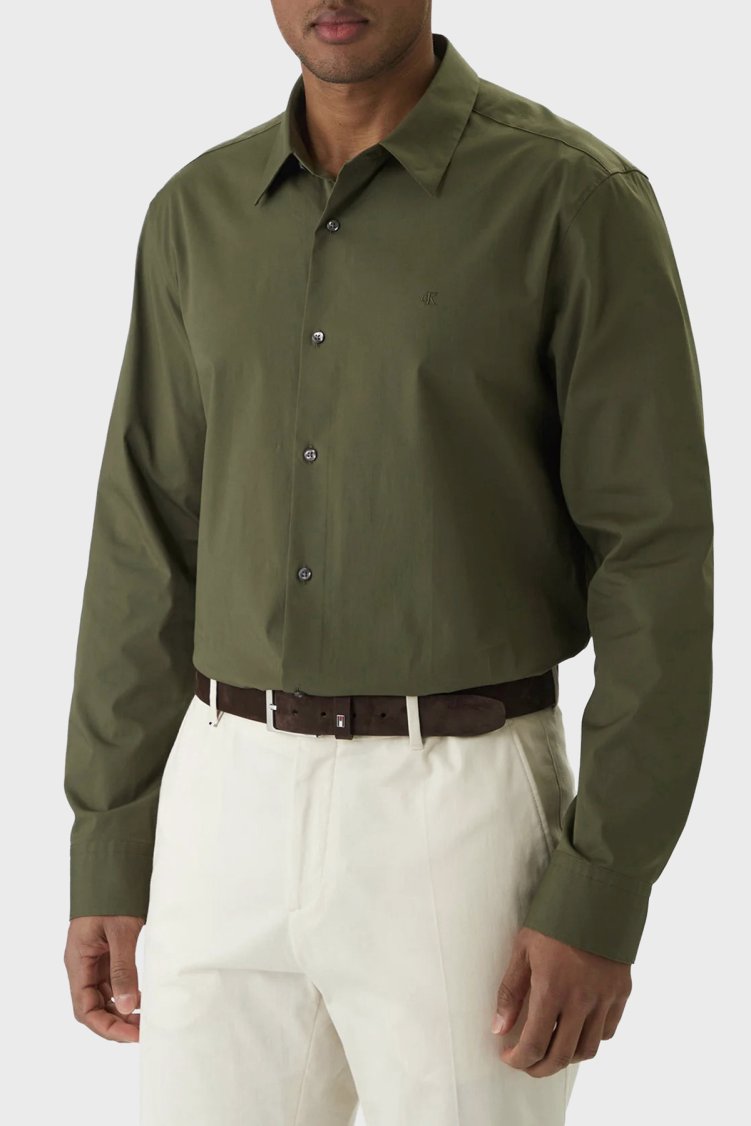 Calvin Klein Regular Fit Pamuklu Uzun Kollu LV04LB148G2E1 Erkek Gömlek LV04LB148G 2E1 HAKİ - Calvin Klein