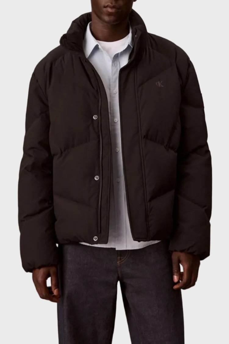 Calvin Klein Relaxed Fit Dik Yaka Su itici Şişme LV04RH537GUB1 Erkek Mont LV04RH537G UB1 Siyah - Calvin Klein