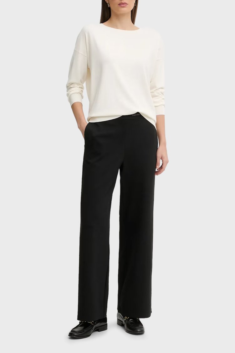 Calvin Klein Relaxed Fit Logolu Lastikli Bel Geniş Paça LV044E622GUB1 Bayan Pantolon LV044E622G UB1 SİYAH - Calvin Klein (1)
