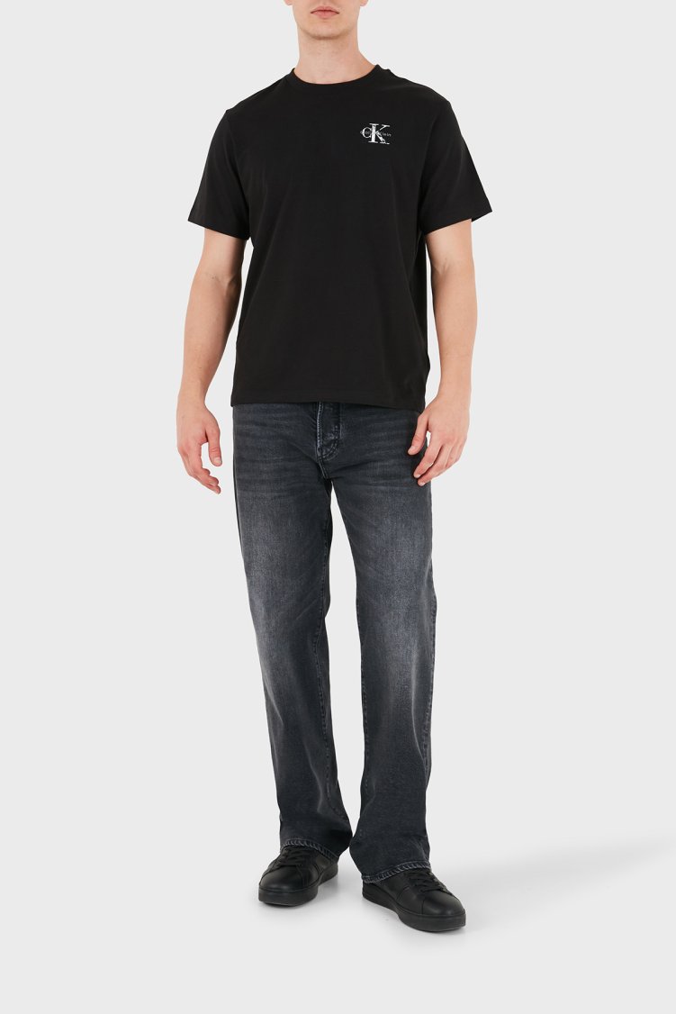 Calvin Klein Sırt Detaylı Pamuklu Bisiklet Yak Erkek T Shirt LV04RH846G UB1 Siyah - Calvin Klein (1)