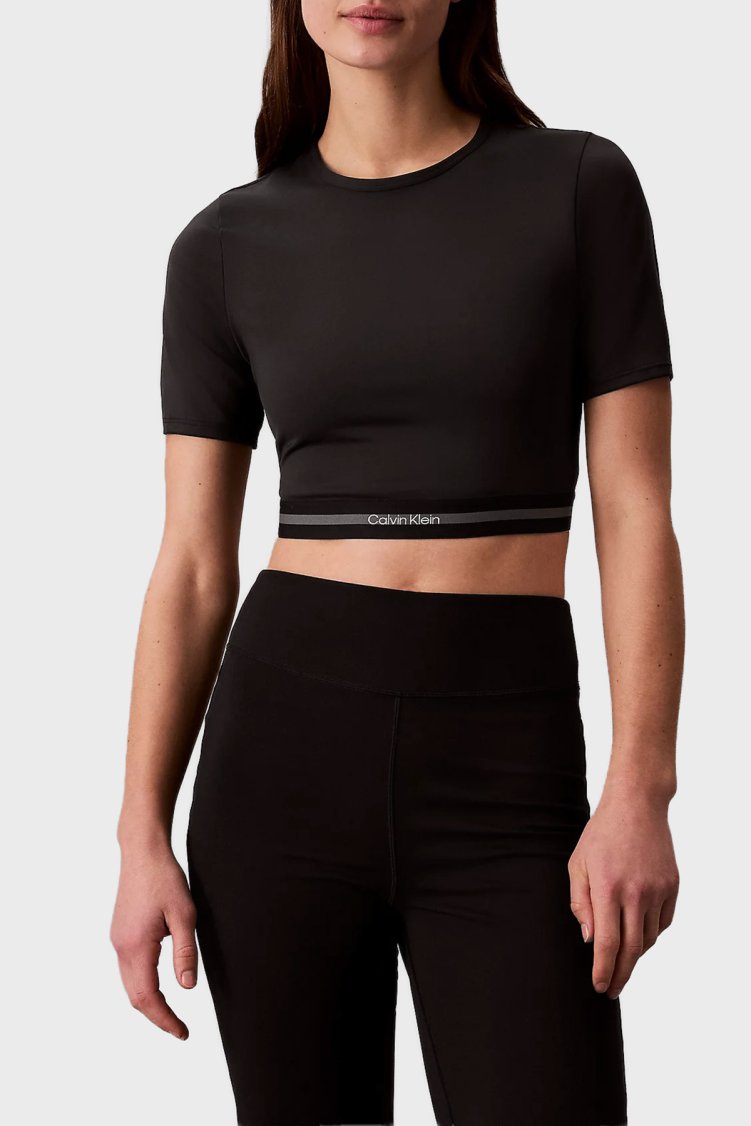 Calvin Klein Slim Fit Logolu Bisiklet Yaka LVGWS6K217UB1 Kadın T Shirt LVGWS6K217 UB1 SİYAH - Calvin Klein