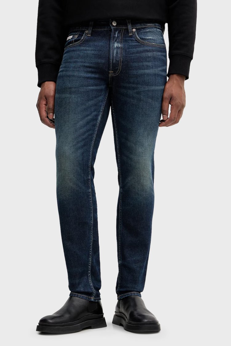 Calvin Klein Slim Fit Pamuklu Orta Bel Düz Paça Jeans LV04RE701G2TH Erkek Kot Pantolon LV04RE701G 2TH LACİVERT - Calvin Klein