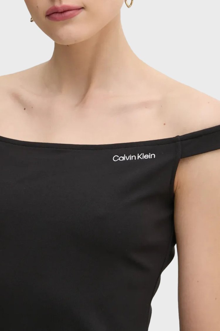 Calvin Klein Streç Logolu Slim Fit Kayık Yaka Mini Boy J20J225541BEH Kadın Elbise J20J225541 BEH SİYAH - Calvin Klein (1)