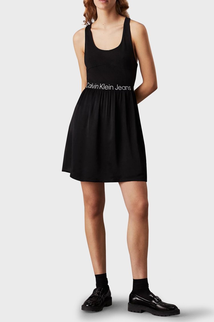Calvin Klein Streç Pamuklu Regular Fit Mini J20J221624BEH Kadın Elbise J20J221624 BEH SİYAH - Calvin Klein
