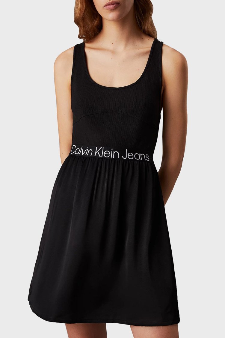 Calvin Klein Streç Pamuklu Regular Fit Mini J20J221624BEH Kadın Elbise J20J221624 BEH SİYAH - Calvin Klein (1)