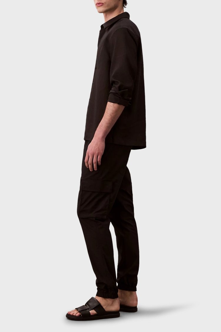 Calvin Klein Streç Pamuklu Skinny Fit Düşük Bel Jogger LV04RC617GUB1 Erkek Pantolon LV04RC617G UB1 SİYAH - Calvin Klein (1)