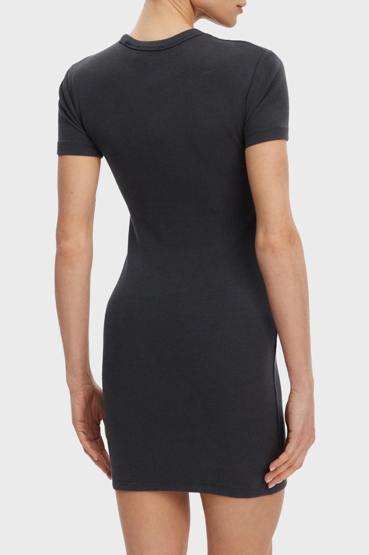 Calvin Klein Streç Pamuklu Slim Fit Bisiklet Yaka Mini Boy J20J225265PT2 Kadın Elbise J20J225265 PT2 SİYAH - Calvin Klein (1)