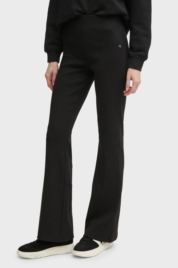 Calvin Klein Streç Pamuklu Slim Fit Yüksek Bel İspanyol Paça J20J224842BEH Kadın Pantolon J20J224842 BEH SİYAH - Calvin Klein