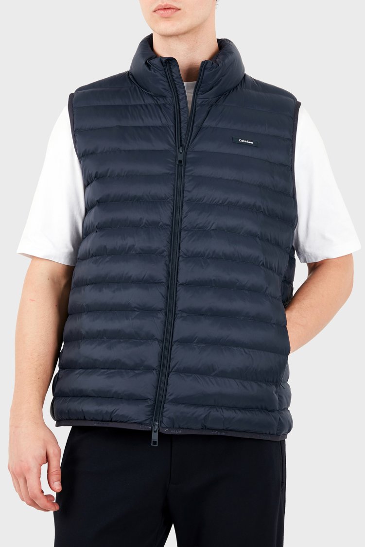 Calvin Klein Su İtici Regular Fit Dik Yaka Kapitoneli LV04LH529GCEF Erkek Yelek LV04LH529G CEF Lacivert - Calvin Klein