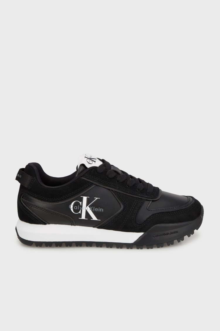 Calvin Klein Süet Logolu Sneaker YW0YW02052 Kadın Ayakkabı YW0YW02052 0GM SİYAH-BEYAZ - Calvin Klein