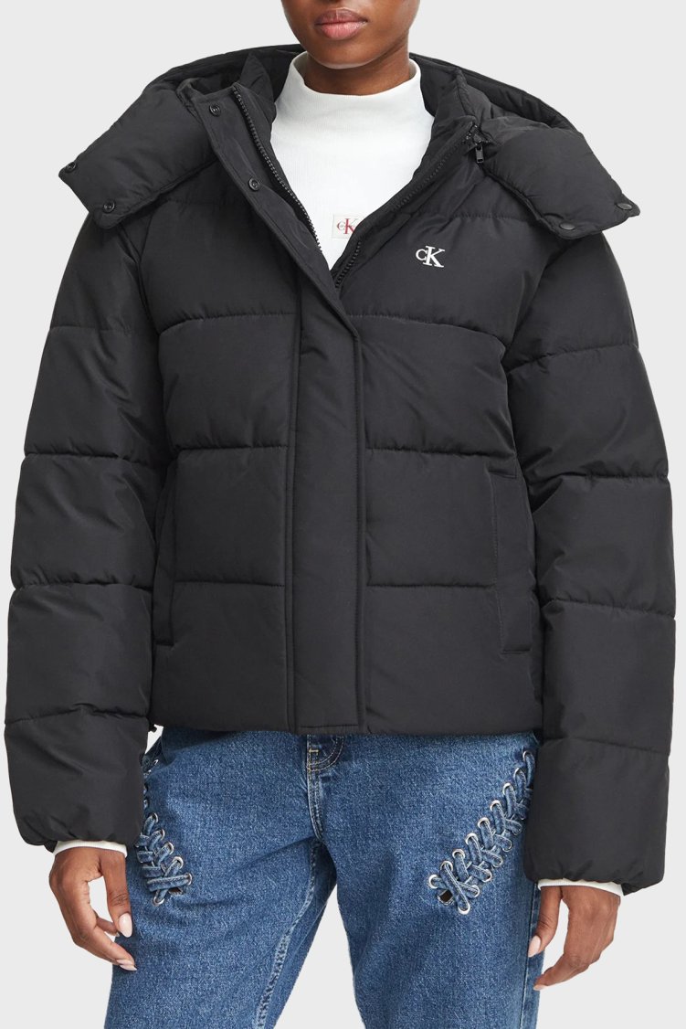 Calvin Klein Suya Dayanıklı Çıkarılabilir Kapüşonlu Şişme LV047H504GUB1 Kadın Mont LV047H504G UB1 Siyah - Calvin Klein