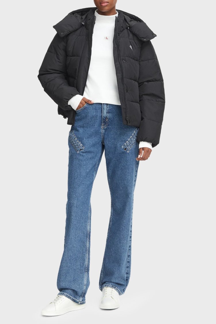 Calvin Klein Suya Dayanıklı Çıkarılabilir Kapüşonlu Şişme LV047H504GUB1 Kadın Mont LV047H504G UB1 Siyah - Calvin Klein (1)