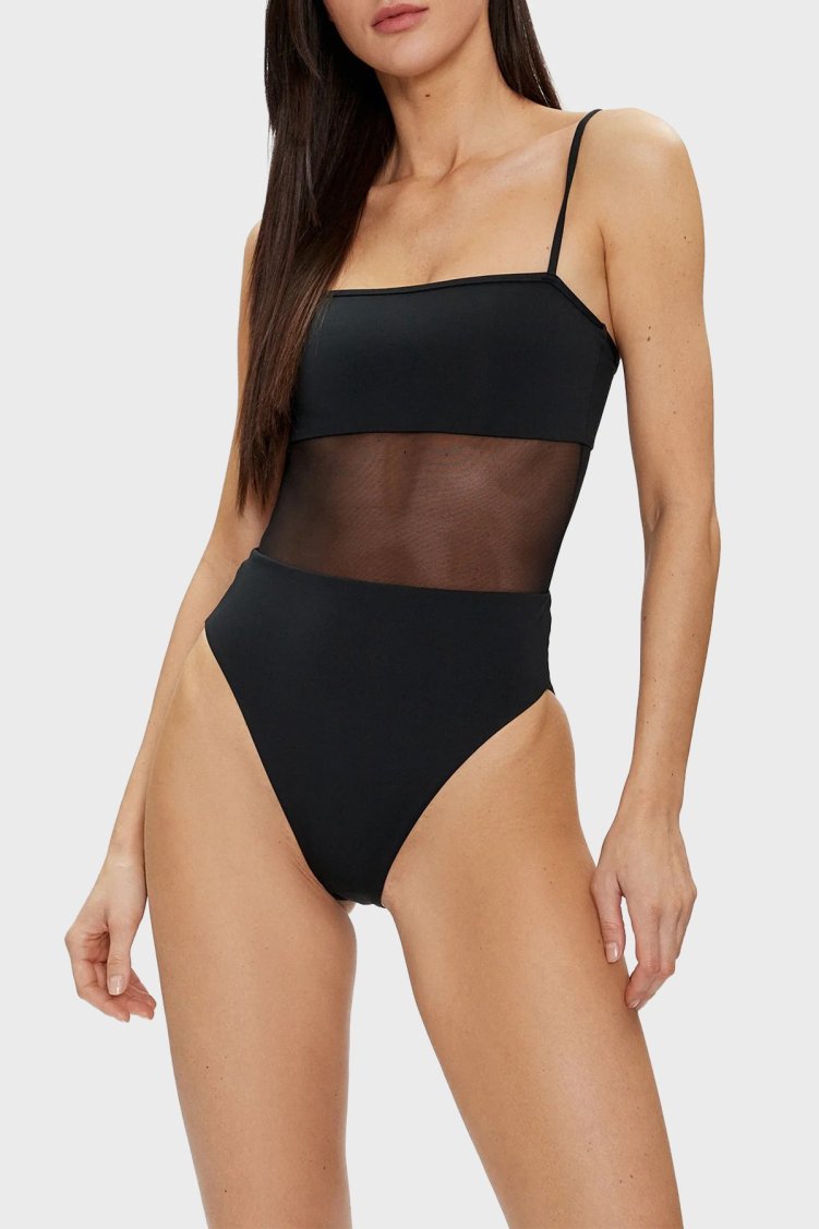 Calvin Klein Transparan KW0KW02327BEH Bayan Mayo KW0KW02327 BEH SİYAH - Calvin Klein