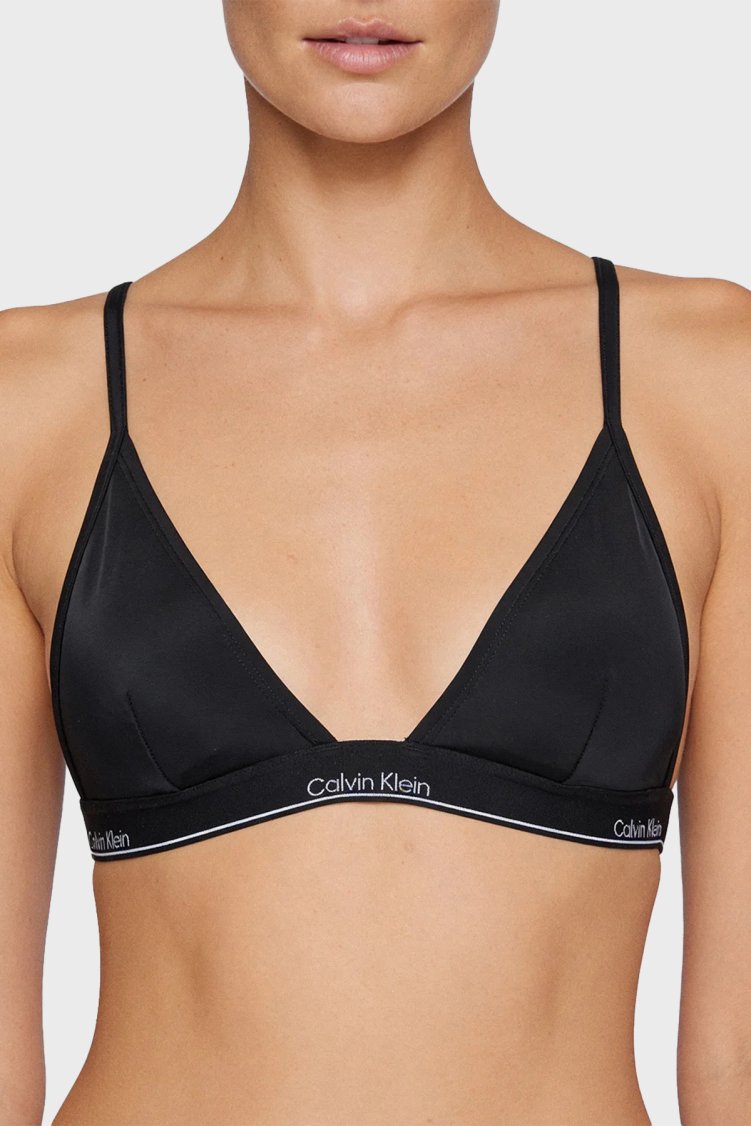 Calvin Klein Üçgen Logolu LV00Q61208UB1 Kadın Bikini Üstü LV00Q61208 UB1 SİYAH - Calvin Klein