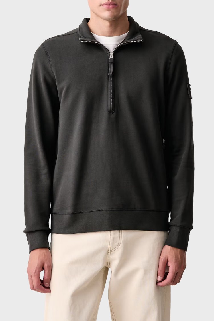 Calvin Klein Yarım Fermuarlı Aplike Logolu shirt LV04RJ203G8MN Erkek Sweat LV04RJ203G 8MN Antrasit - Calvin Klein