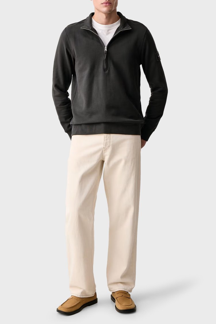 Calvin Klein Yarım Fermuarlı Aplike Logolu shirt LV04RJ203G8MN Erkek Sweat LV04RJ203G 8MN Antrasit - Calvin Klein (1)