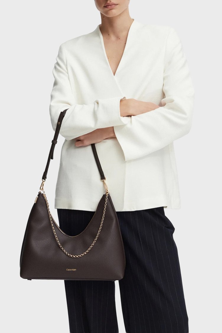 Calvin Klein Zincir Detaylı Ayarlanabilir Askılı LV04F3495GBAL Kadın Çanta LV04F3495G BAL KAHVE - Calvin Klein (1)