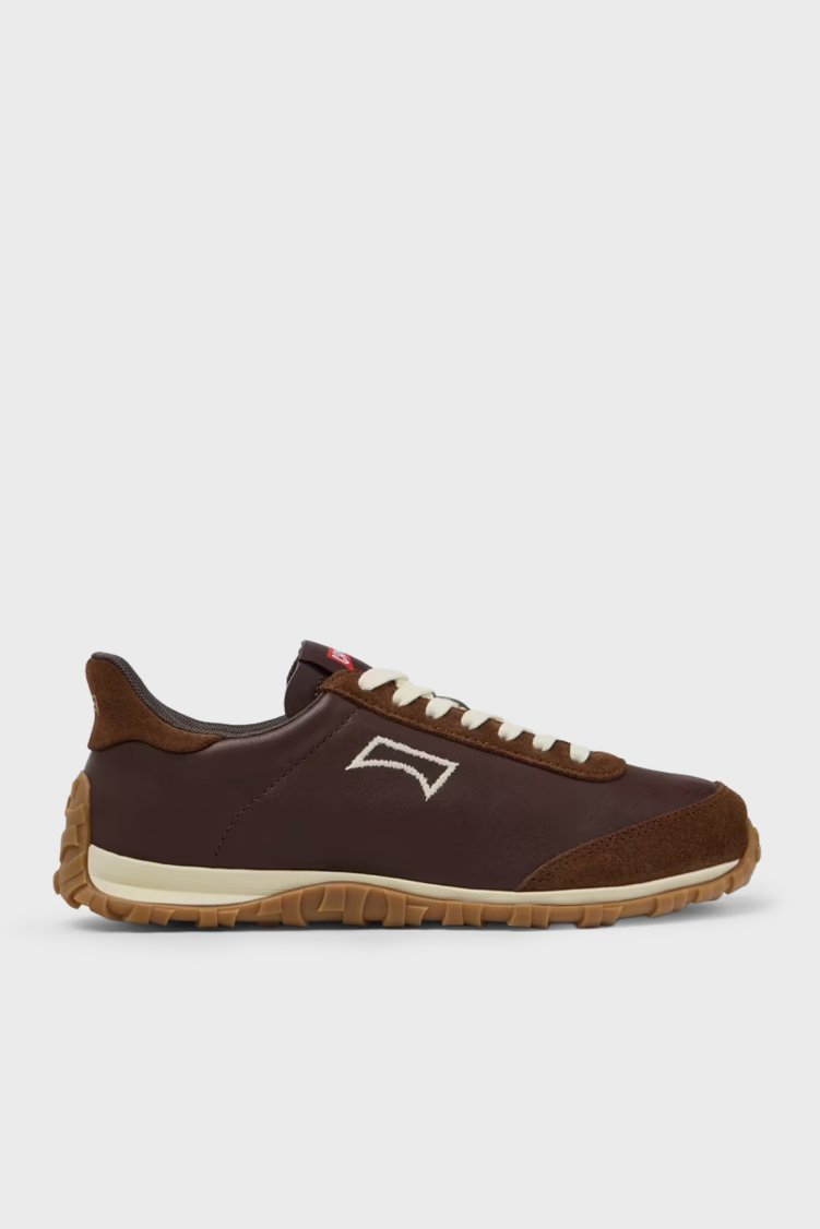 Camper Bağcıklı Deri Ve Süet Sneaker Kadın Ayakkabı K201885-006 Koyu kahve - Camper