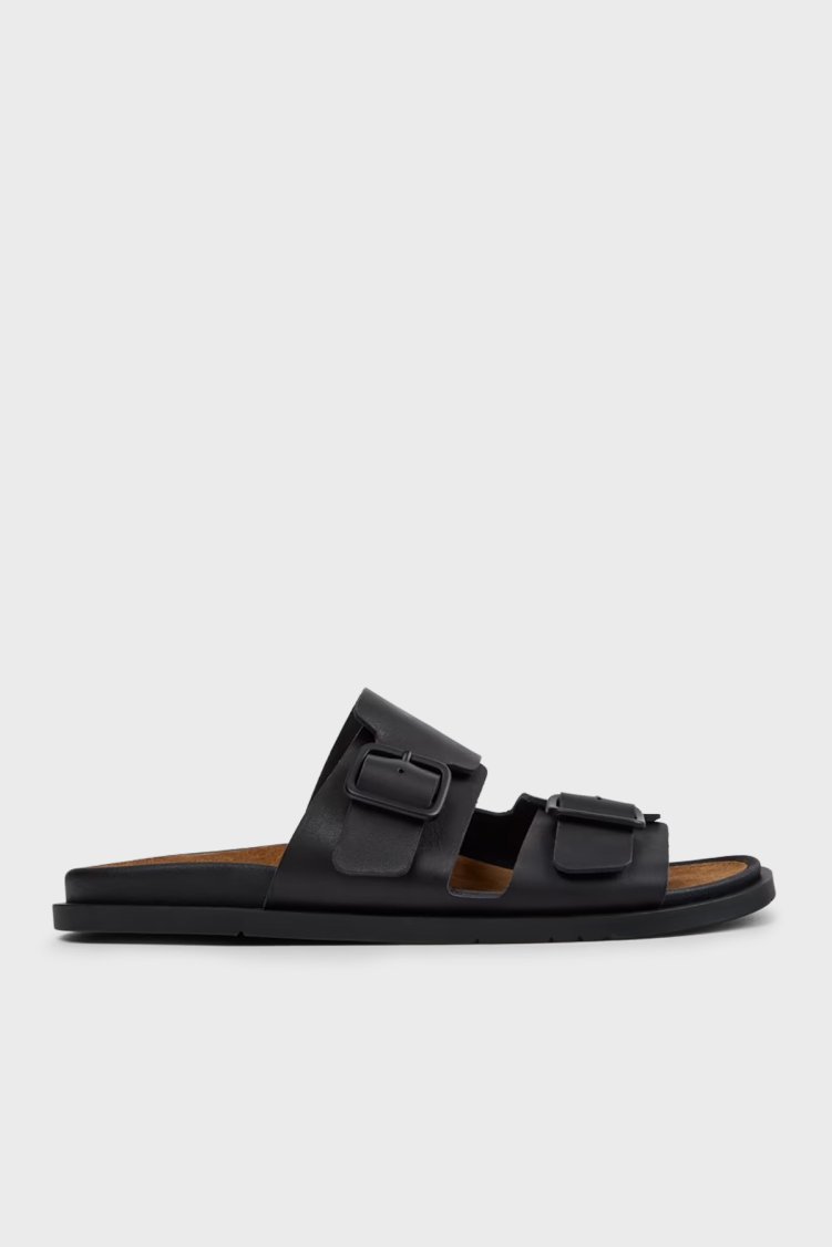 Camper Deri Çift Bantlı Erkek Sandalet K101091-001 Siyah - Camper