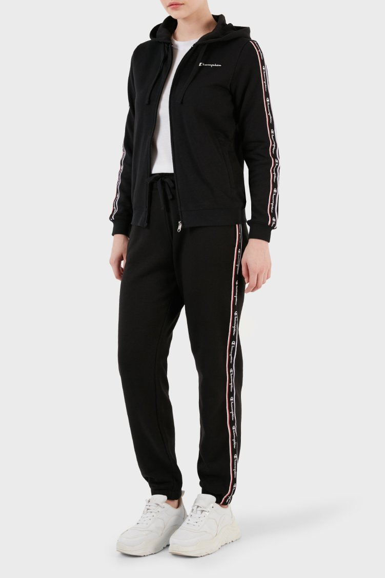 Champion Logo Şeritli Regular Fit Belden Bağlamalı Cepli Spor Kadın Pantolon 117294 NBK KK001 SİYAH - Champion