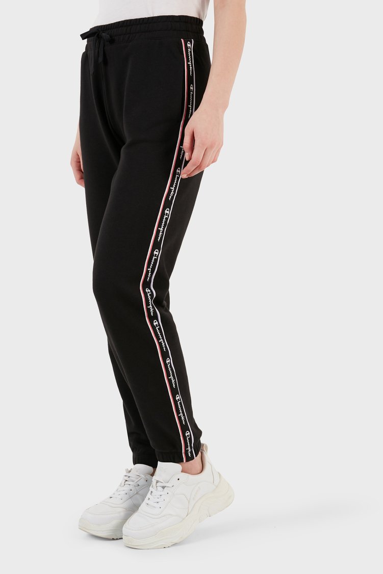 Champion Logo Şeritli Regular Fit Belden Bağlamalı Cepli Spor Kadın Pantolon 117294 NBK KK001 SİYAH - Champion (1)