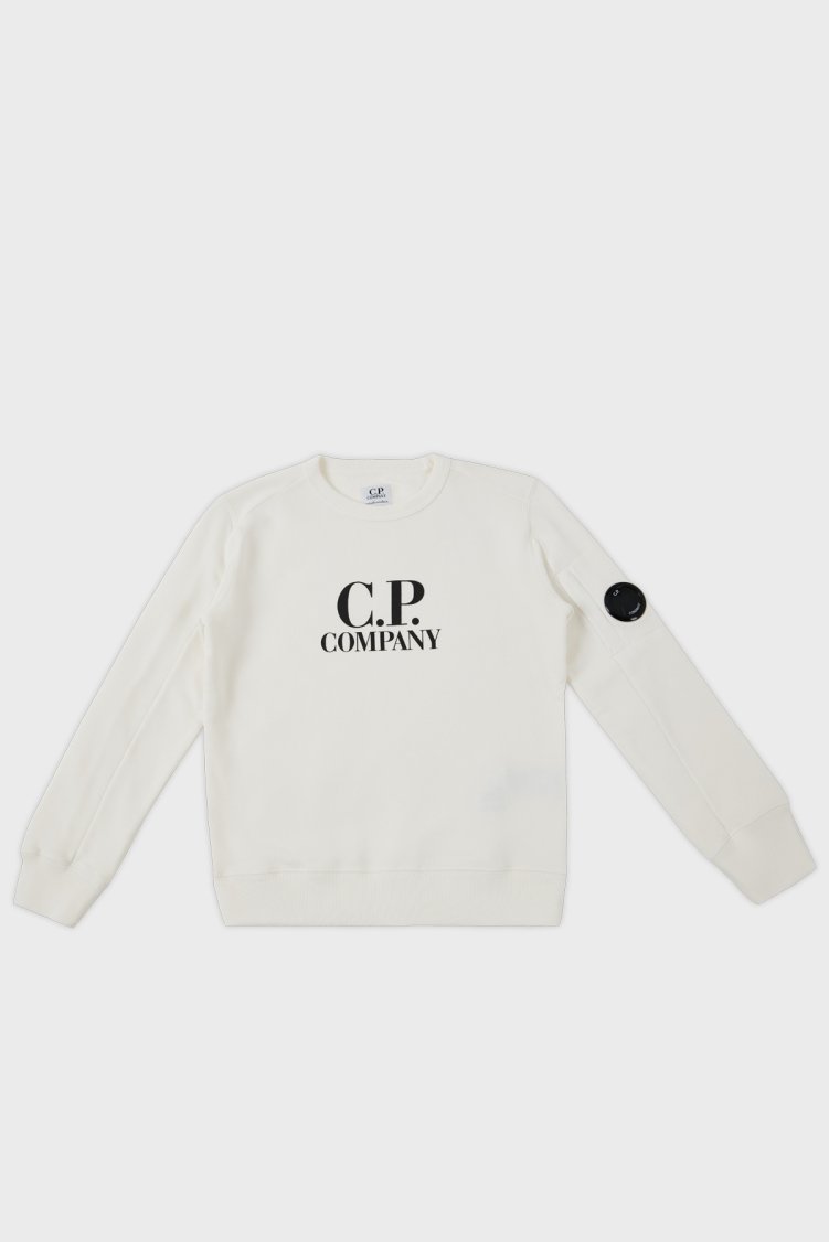 C.P. Company Pamuklu Bisiklet Yaka Çocuk Sweat 10CKSS058 003569W 103 BEYAZ - C.P. Company