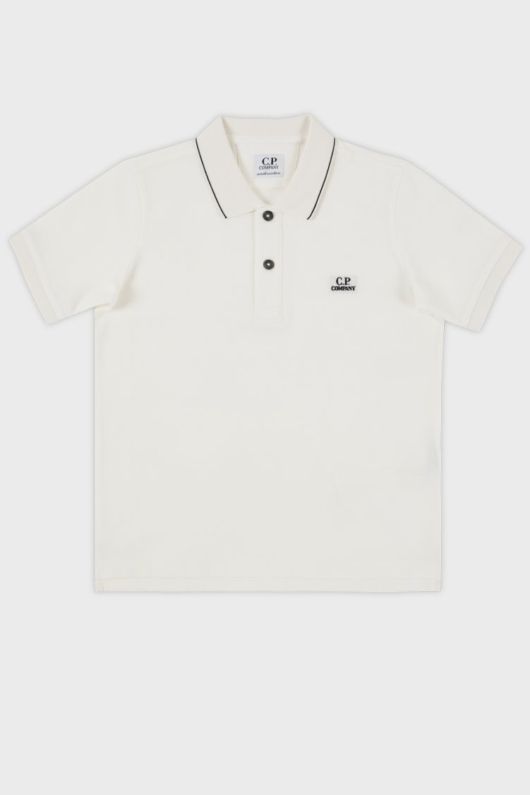 C.P. Company Streç Pamuklu Çocuk Polo Yaka T Shirt 10CKPL023 005263W 103 BEYAZ - C.P. Company