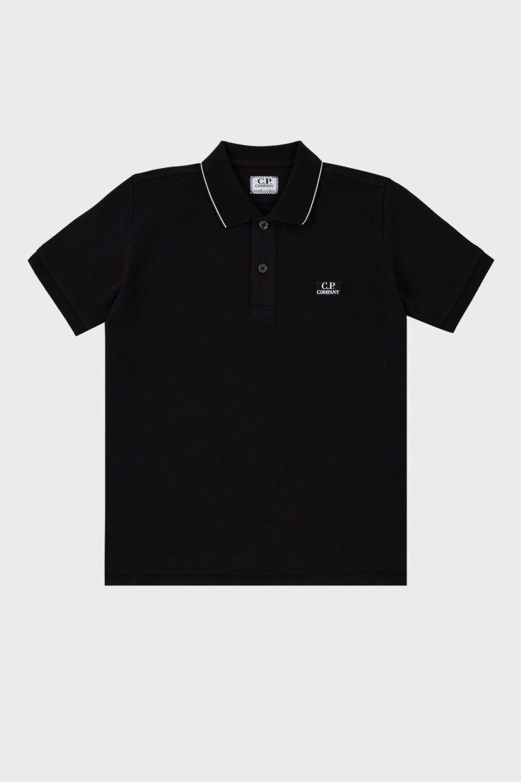 C.P. Company Streç Pamuklu Çocuk Polo Yaka T Shirt 10CKPL023 005263W 999 SİYAH - C.P. Company