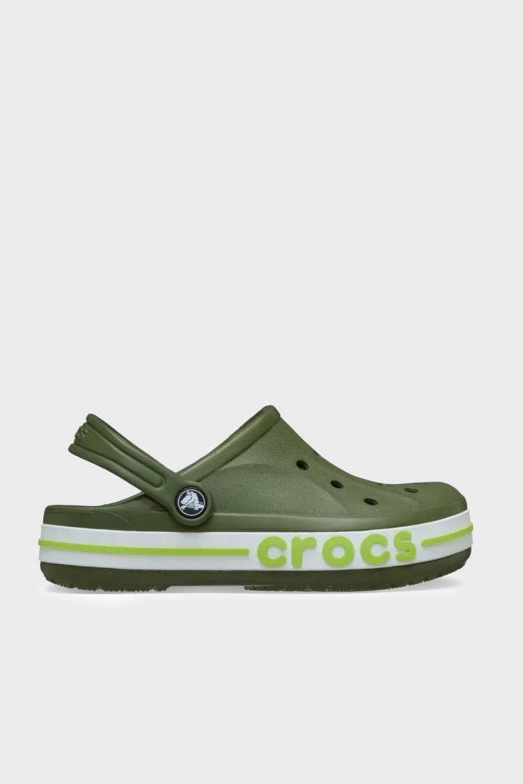 Crocs Bayaband Clog K Logolu Çıkarılabilir Kayışlı Sandalet Unisex Çocuk Terlik 207019-3CB HAKİ - Crocs