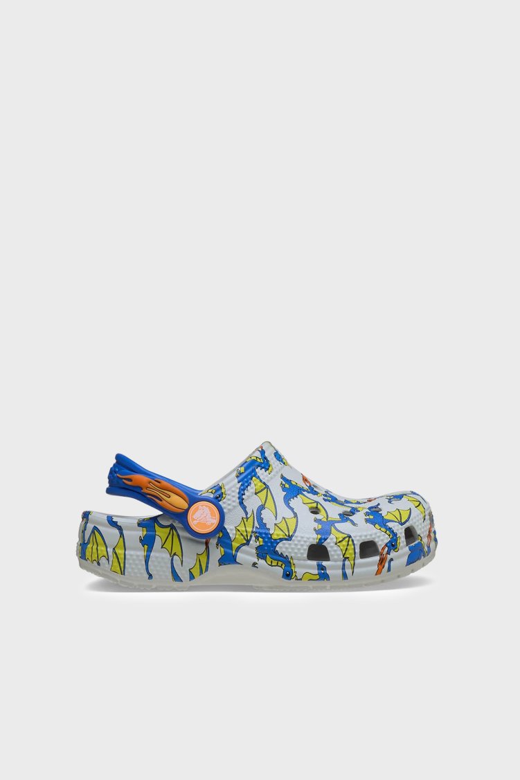 Crocs Classic Dragon Graphic Clog Desenli Unisex Çocuk Terlik 212514-1FT GRİ - Crocs