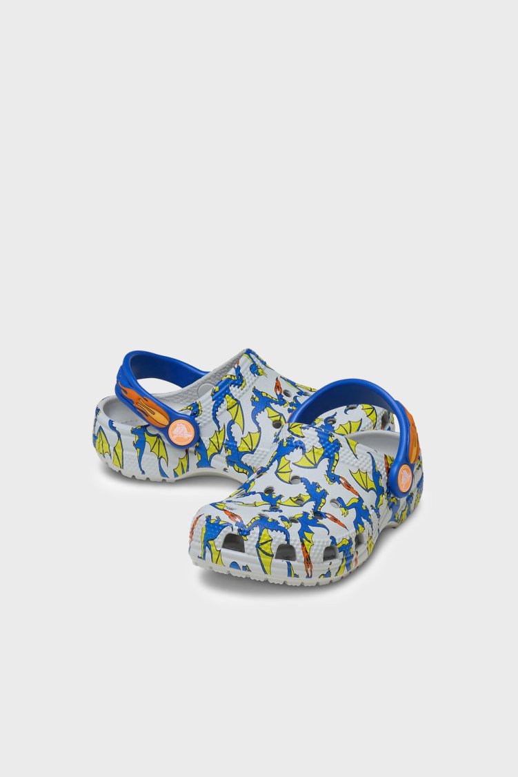 Crocs Classic Dragon Graphic Clog Desenli Unisex Çocuk Terlik 212514-1FT GRİ - Crocs (1)