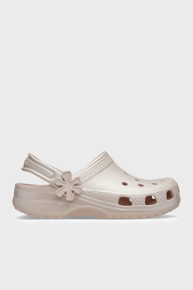Crocs Classic Pearl Shine Clog K Logolu Çıkarılabilir Kayışlı Kız Çocuk Terlik 212814-6UR BEJ - Crocs
