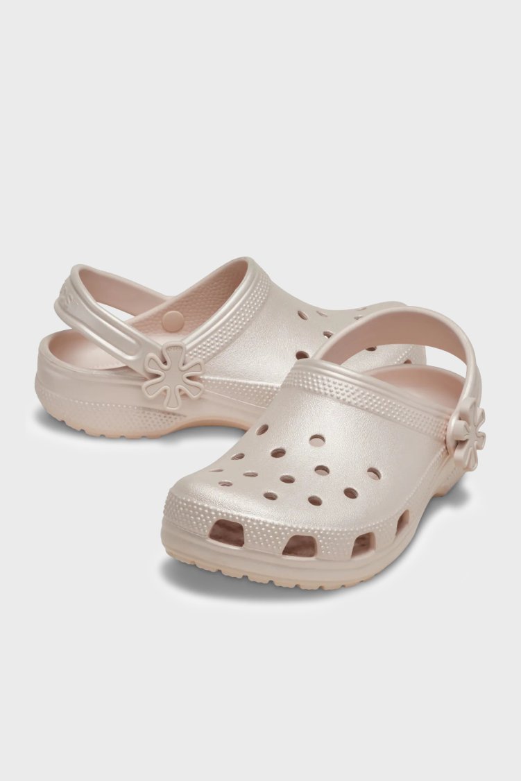 Crocs Classic Pearl Shine Clog K Logolu Çıkarılabilir Kayışlı Kız Çocuk Terlik 212814-6UR BEJ - Crocs (1)
