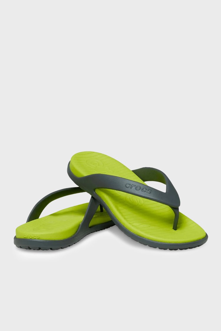 Crocs Coast Flip Logolu Parmak Arası Erkek Terlik 212035-0GG GRİ-SARI - Crocs (1)