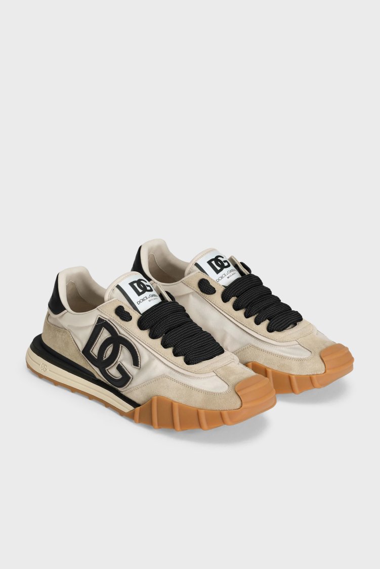 Dolce Gabbana Deri Karışımlı Sneaker Erkek Ayakkabı CS2384 AZ862 8S469 BEJ-SİYAH - Dolce Gabbana (1)