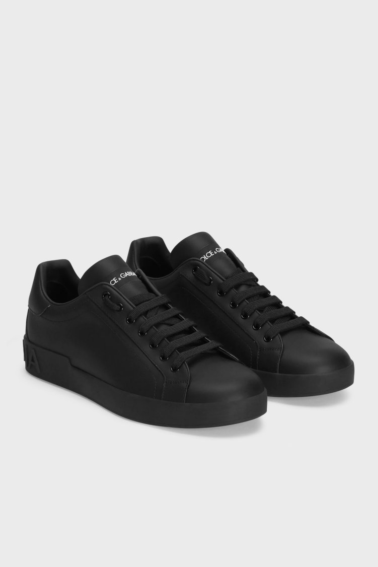 Dolce Gabbana Deri Logolu Sneaker Erkek Ayakkabı CS1772 A1065 80999 SİYAH - Dolce Gabbana (1)