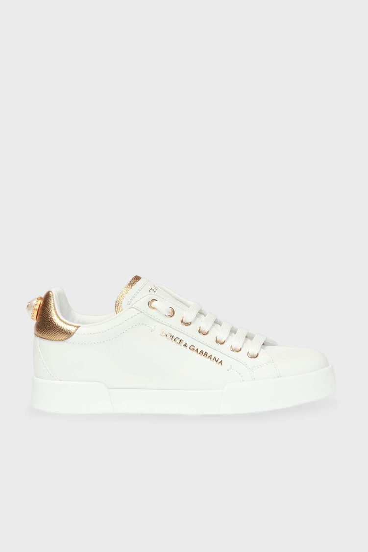 Dolce & Gabbana Hakiki Deri Sneaker Kadın Ayakkabı CK1602 AN298 8B996 Beyaz - Dolce Gabbana