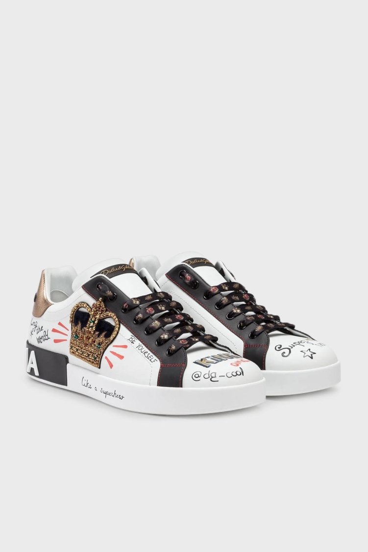 Dolce & Gabbana Hakiki Deri Sneaker Erkek Ayakkabı CS1570 AZ268 HWF57 BEYAZ - Dolce Gabbana (1)