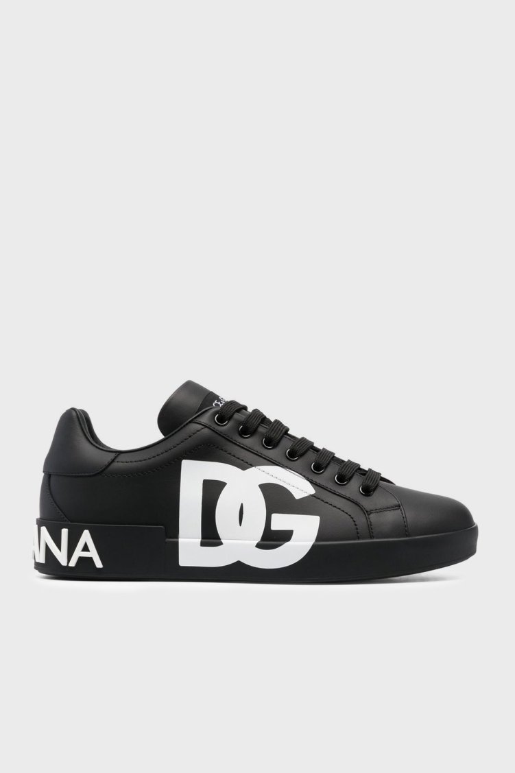 Dolce & Gabbana Hakiki Deri Sneaker Erkek Ayakkabı CS1772 AC330 8B956 SİYAH - Dolce Gabbana