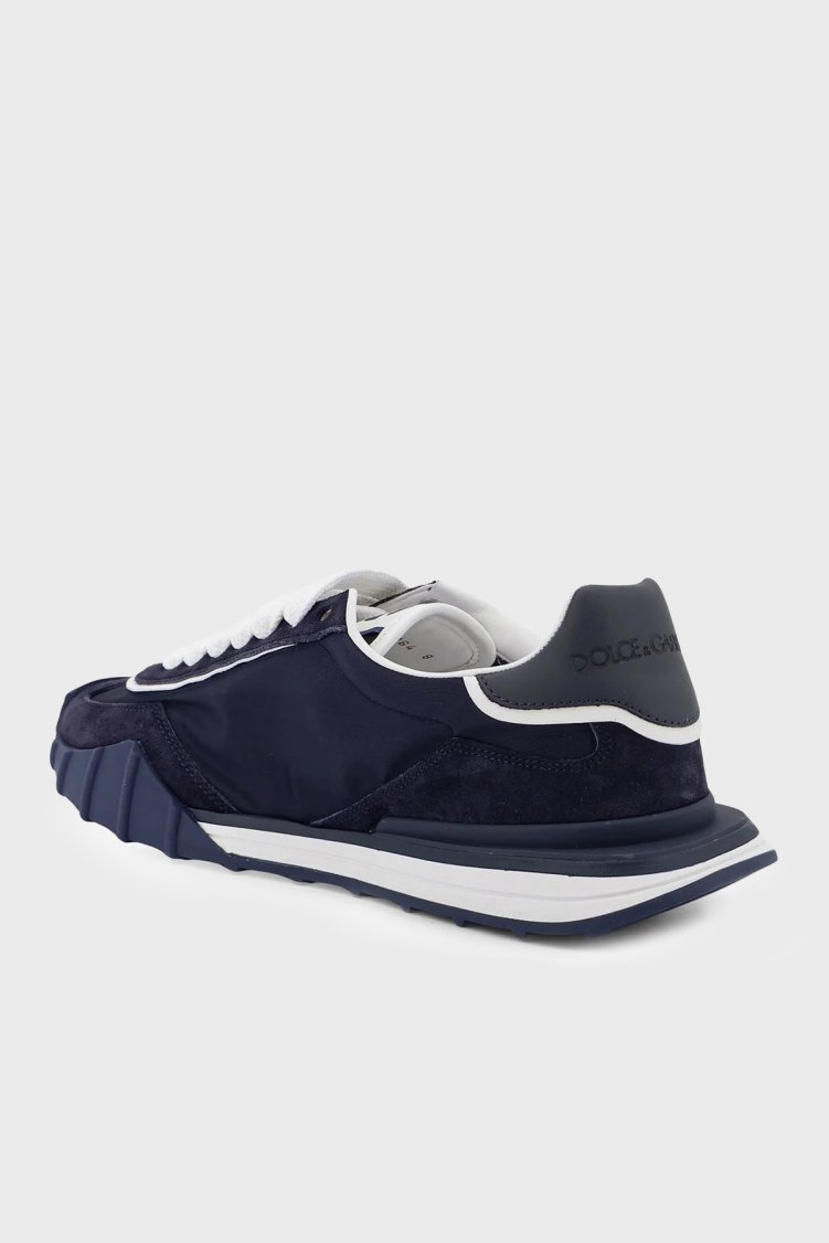 Dolce Gabbana Logolu Deri Karışımlı Sneaker Erkek Ayakkabı CS2384 A0864 8D600 Lacivert - Dolce Gabbana (1)