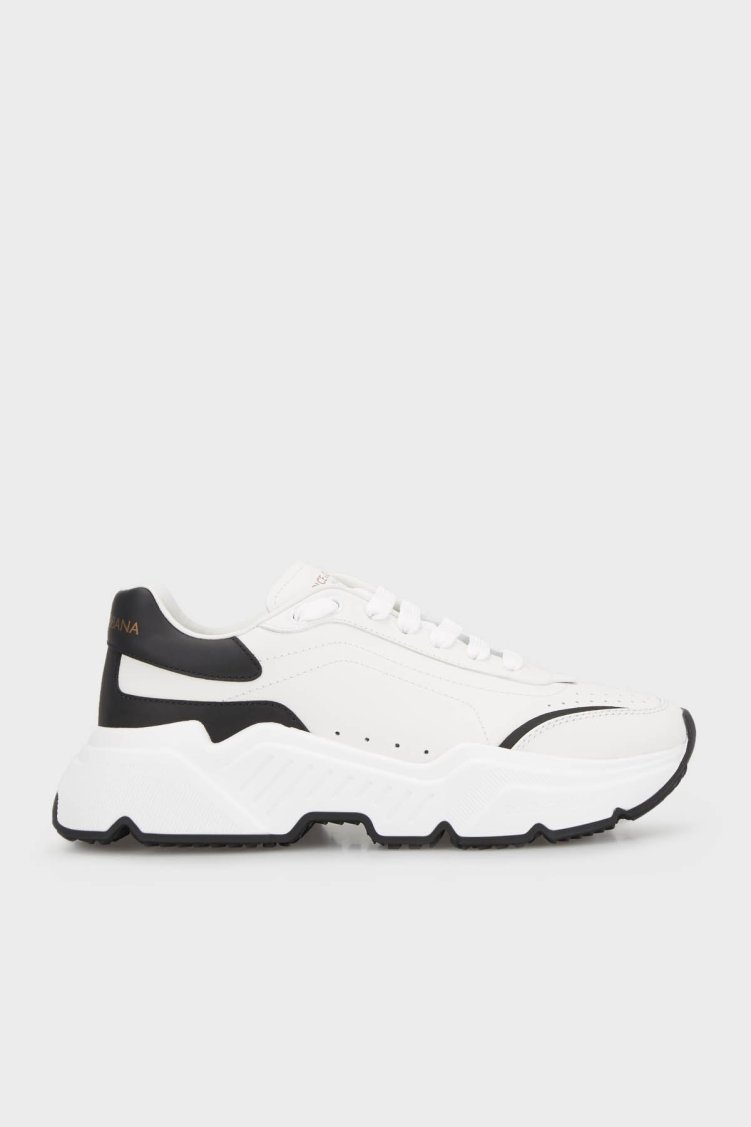 Dolce Gabbana Logolu Hakiki Deri Sneaker Erkek Ayakkabı CS1791 AX589 89697 BEYAZ - Dolce Gabbana