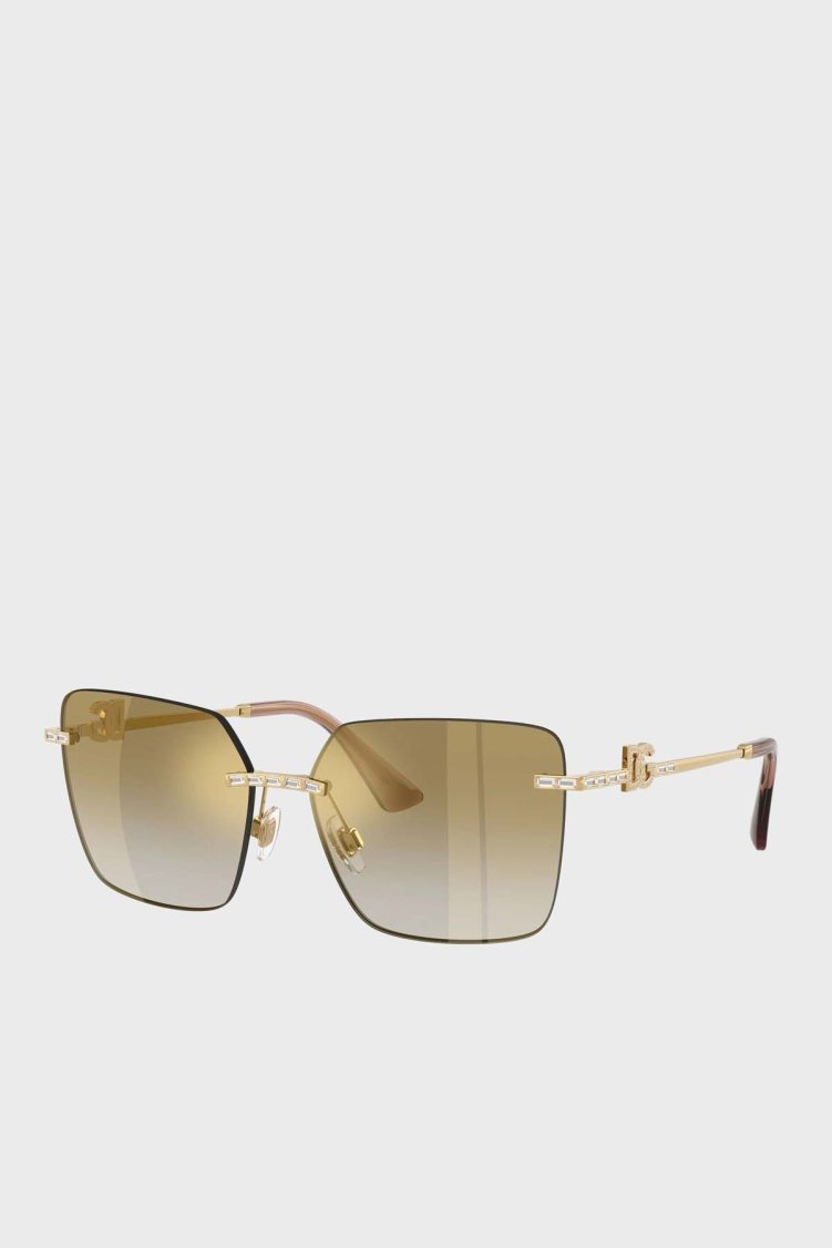 Dolce Gabbana Logolu Güneş Kadın Gözlük 0DG233 2B026E 59 Altın - Dolce Gabbana